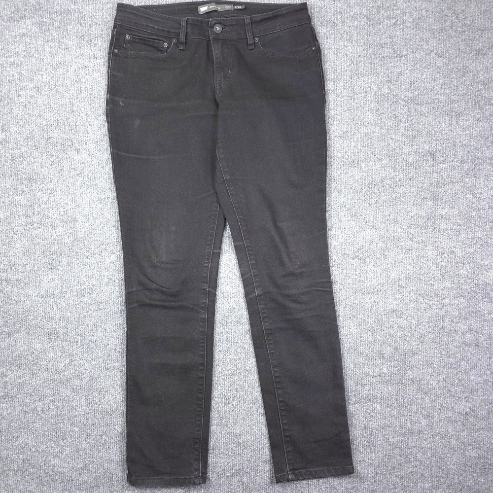 Levis Demi Curve Jeans Womens 6 Black Mid Rise Skinny Stretch Charcoal Denim